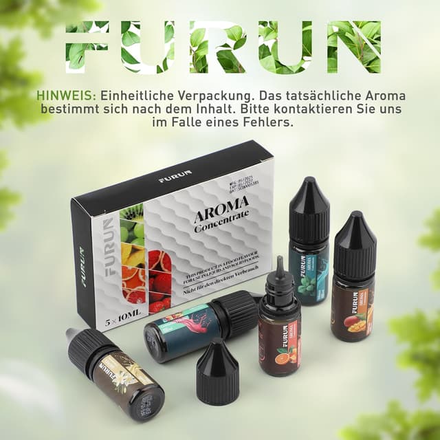 Detalle de Aromakonzentrat 5x10 ml Hochdosiertes Lebensmittelaroma – zum einfachen Mischen für Kochen, Backen & Getränke