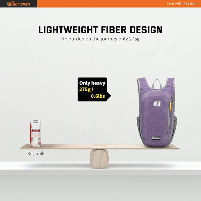 Detalle de SKYSPER Small Daypack 10L/15L/20L packable hiking backpack (foldable travel rucksack)