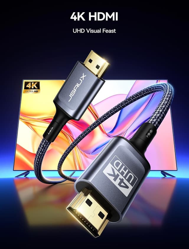 Detalle 2 de JSAUX 4K HDMI Cable 3M (Ultra High Speed 18Gbps, HDMI 2.0) – HDR, HDCP 2.2, ARC & Ethernet, Grey
