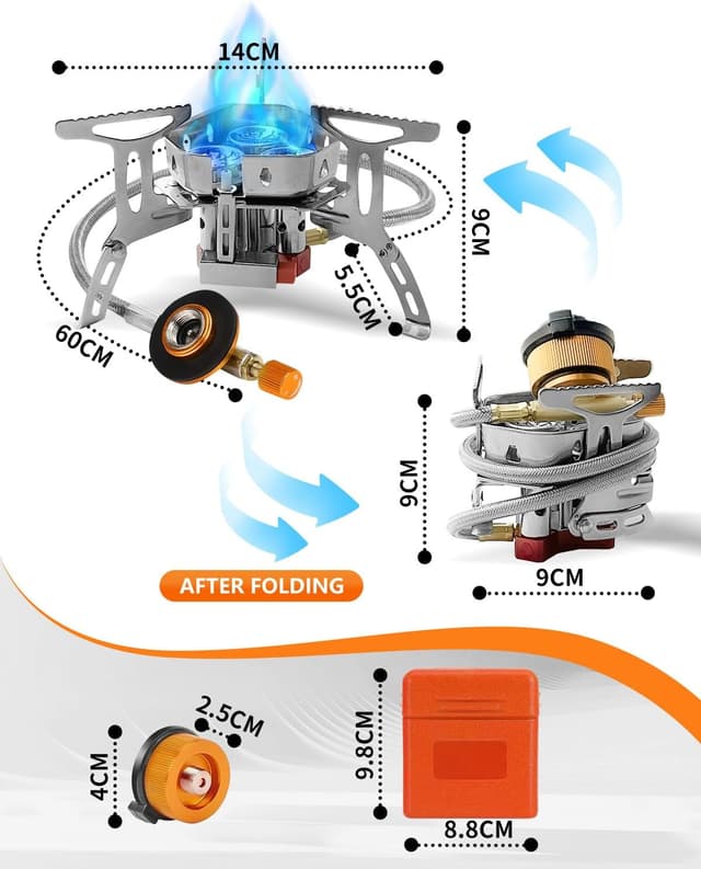 Detalle de Portable Camping Gas Stove with 6800W Burner, Piezo Ignition & Windproof Design