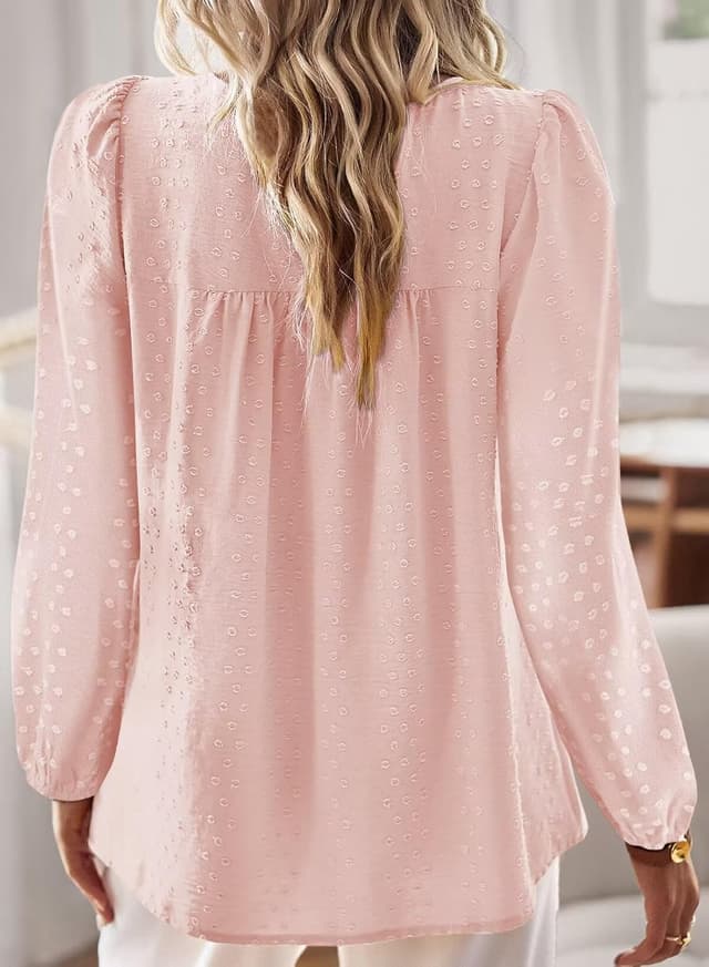 Detalle de TUUHAW Women’s Boho Crochet Lace Round Neck Long Sleeve Top