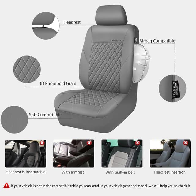 Thumbnail 5 de CAR PASS Quilting Faux Leather Seat Covers