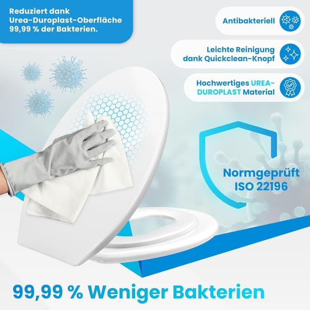 Detalle de KESSER WC Sitz mit Absenkautomatik, Quick-Release und Softclose (Duroplast, Edelstahl-Befestigung) – einfache Montage