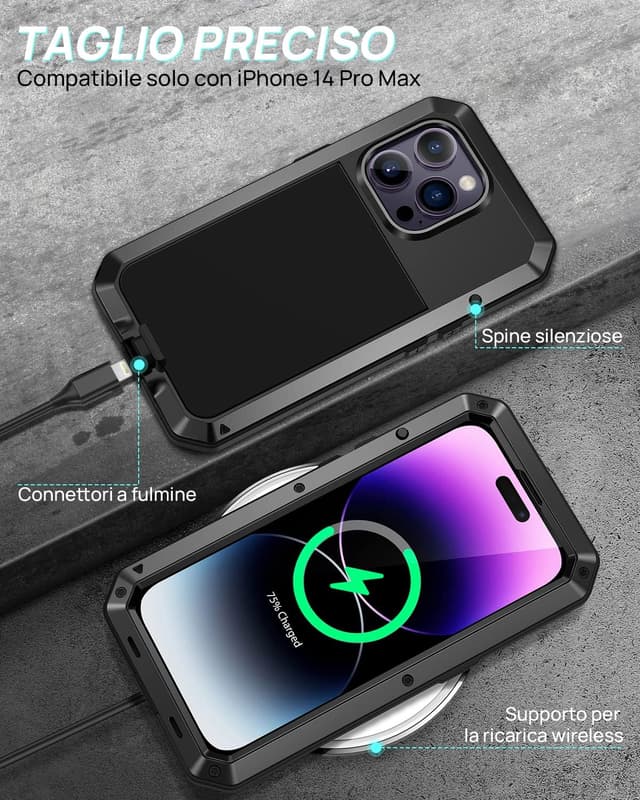 Detalle de Focusor Cover iPhone 14 Pro Max antiurto con protezione schermo full body 360° rugged
