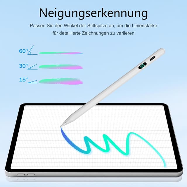 Detalle de FOJOJO Stift für iPad (2025–2018) mit LED-Ladeanzeige – Pencil für iPad 11/13, Air, Pro und mini