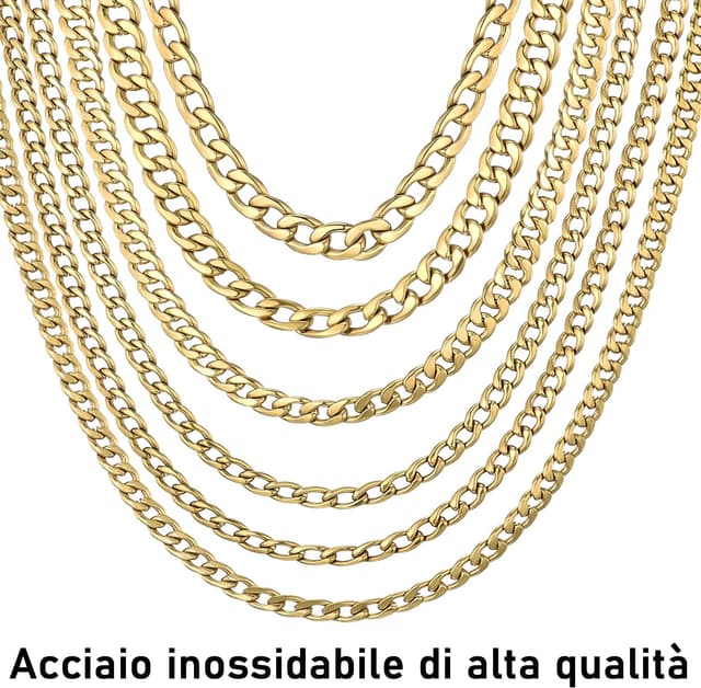 Detalle de DonDon Collana uomo in acciaio inox con catena colore oro (misure disponibili)