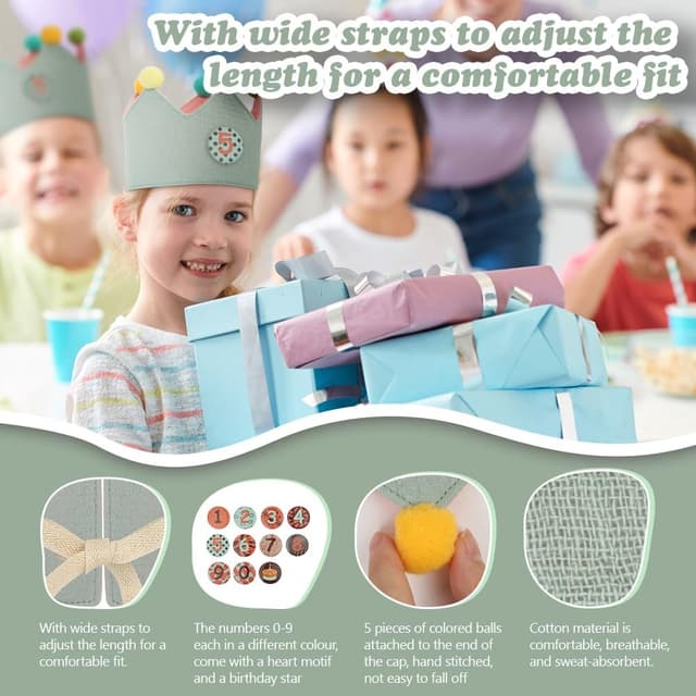 Thumbnail 2 de URAQT Corona Cumpleaños Infantil reversible