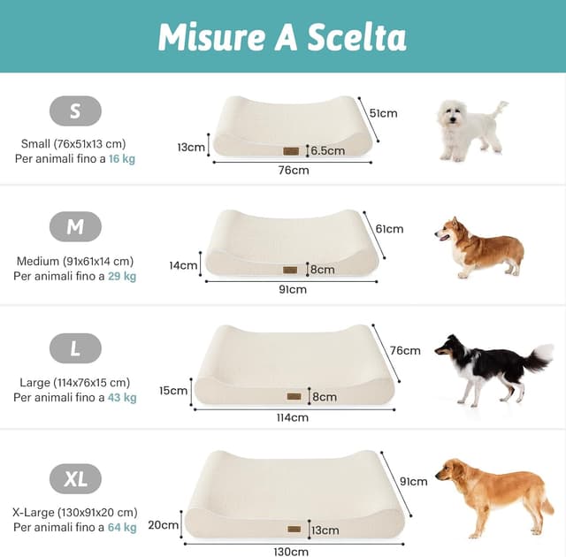 Detalle de COZY KISS Cuccia per cani lavabile con materasso ortopedico 114x76x15 cm, bordo rialzato e antiscivolo (fino a 43 kg) beige