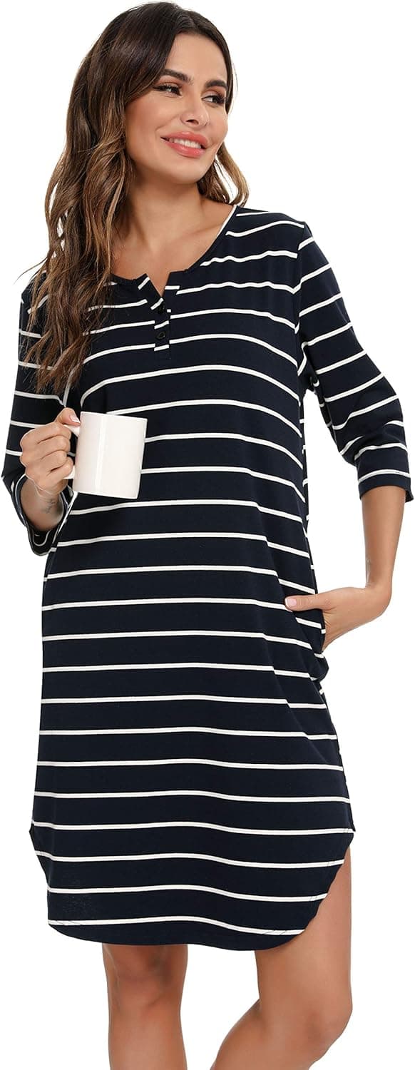 Thumbnail 6 de Vlazom Baumwoll-Nachthemd V-Ausschnitt