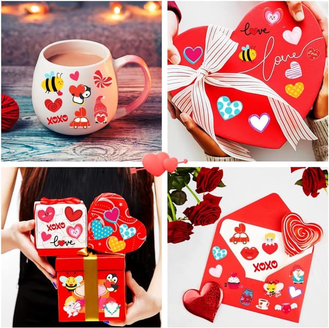 Detalle de 2030Pcs Valentine’s Day Stickers for Kids (12 Styles) — 120 Sheet Cute Heart Love Stickers for Classroom Pack