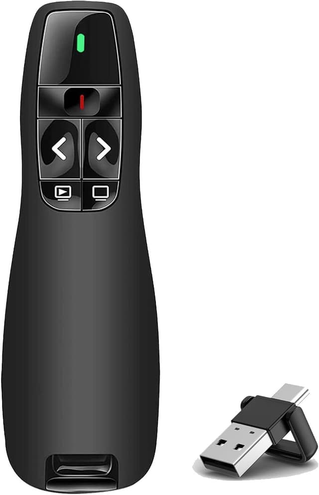 Detalle de VOVIGGOL Puntatore Presentazioni Wireless 2 in 1 USB/Tipo-C (plug & play) con telecomando per PowerPoint