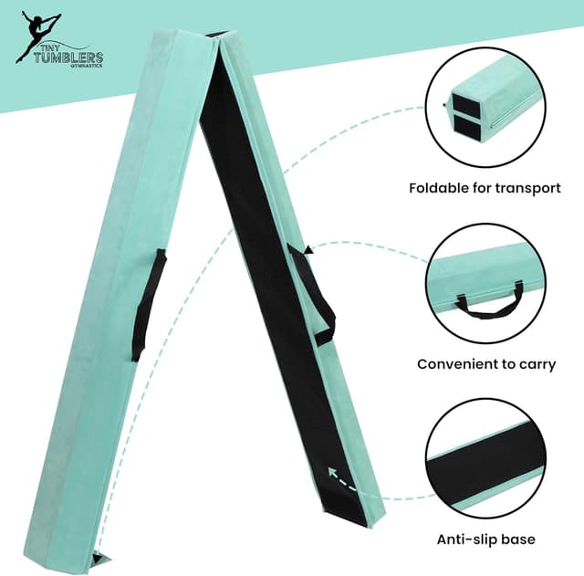 Detalle de Gymnastics Beam For Kids (210/240/270cm) – EVA Foam Balance Beam with Faux Suede, Carry Straps & Flash Cards