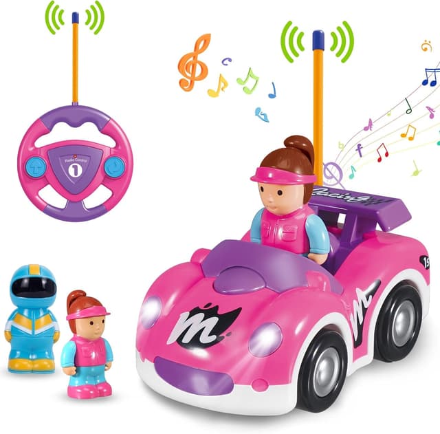 Detalle de Pup Go Macchina da corsa RC Cartoon per bambini 18 mesi+ con musica, luci e 2 bambole intercambiabili