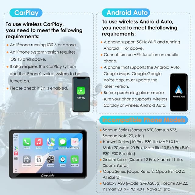 Thumbnail 5 de Carpuride W712D 7" Motorcycle CarPlay screen