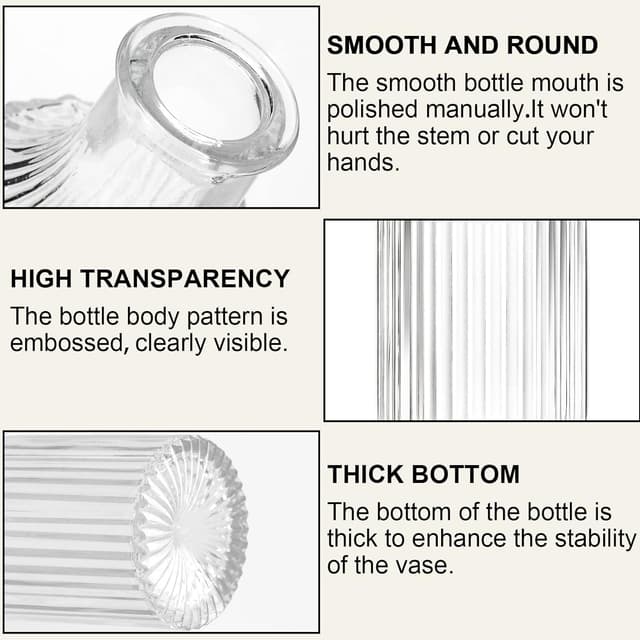Detalle 2 de Arme Glass Bud Vase Set of 32 Pcs — Small Clear Bud Vases for Vintage Centerpieces