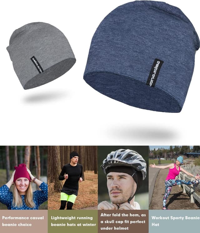 Detalle de EMPIRELION 9" multifunktionale leichte Running Beanie (Schädelkappe, Helmunterziehmütze, Schlafkappe) für Damen & Herren