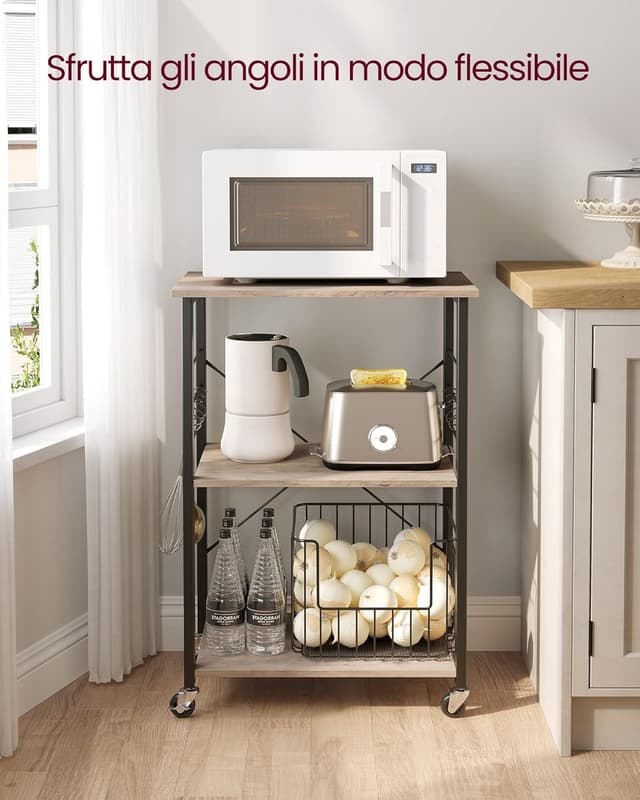 Detalle de VASAGLE KKS060Y09 carrello da cucina 40 x 60 x 89