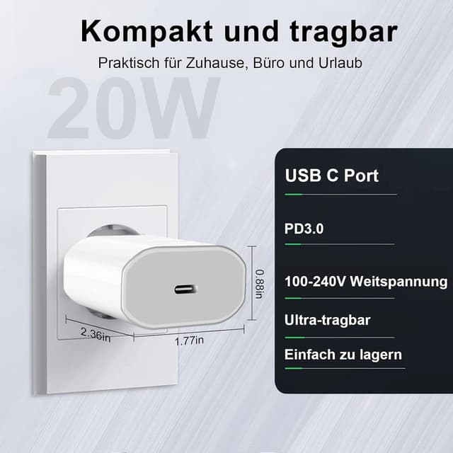 Thumbnail 4 de iPhone 20W USB C Ladegerät PD 3.0