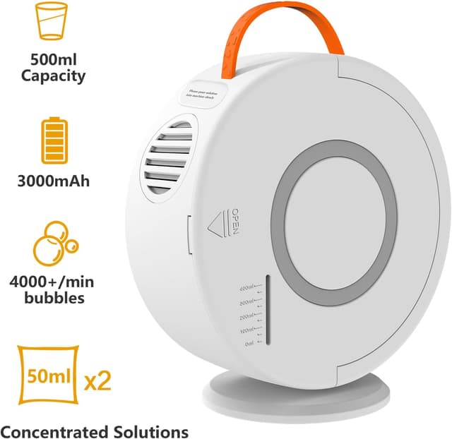 Detalle 2 de Automatic Bubble Blower for Kids (Rechargeable, 90°/360°) – White