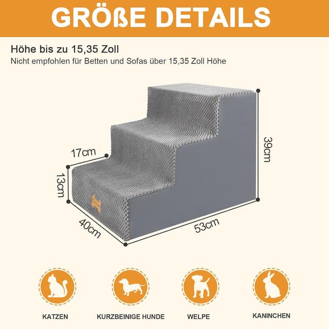 Detalle de Nepfaivy Hundetreppe 3-stufig 53 cm