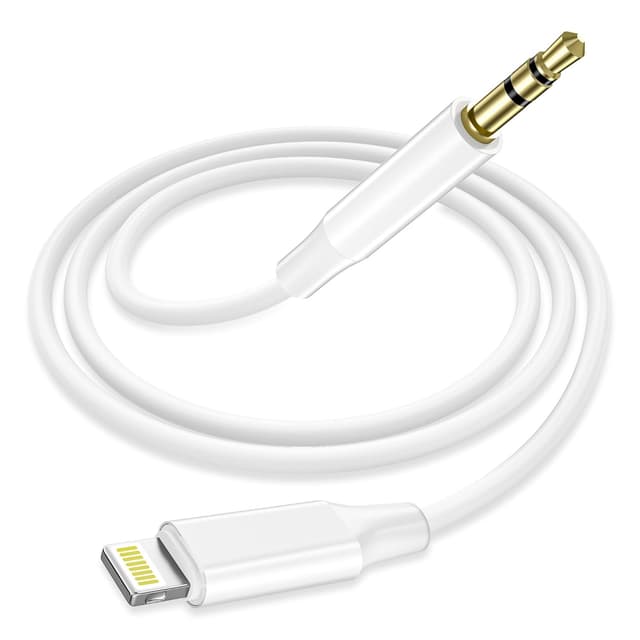 Detalle de Cavo Aux per iPhone con certificato Apple MFi, Lightning-3,5 mm 1,2 m per autoradio e cuffie