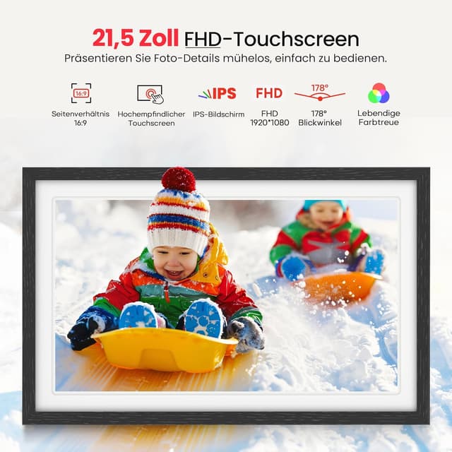 Detalle de 64GB FRAMEO digitaler Bilderrahmen 21,5 Zoll (1920×1080) mit Touchscreen, WLAN & App-Sharing