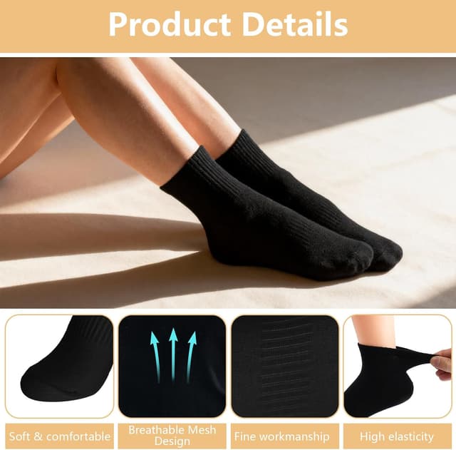 Detalle de Maxmoc Sock Women Breathable Wicking Ankle Socks (6 Pairs) – Cushioned Trainer Sports Socks