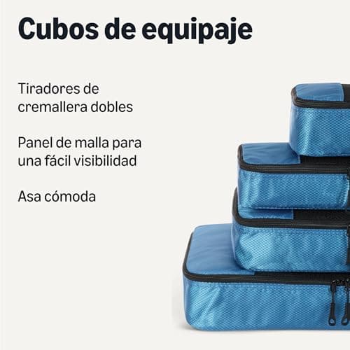 Detalle 2 de Amazon Essentials Juego de 4 cubos para viaje con doble cremallera y parte superior de malla (celeste)