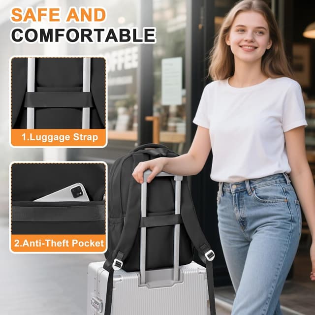 Detalle 2 de HYC00 lightweight school backpack for teenage girls (22-litre capacity, laptop-friendly, waterproof-style)