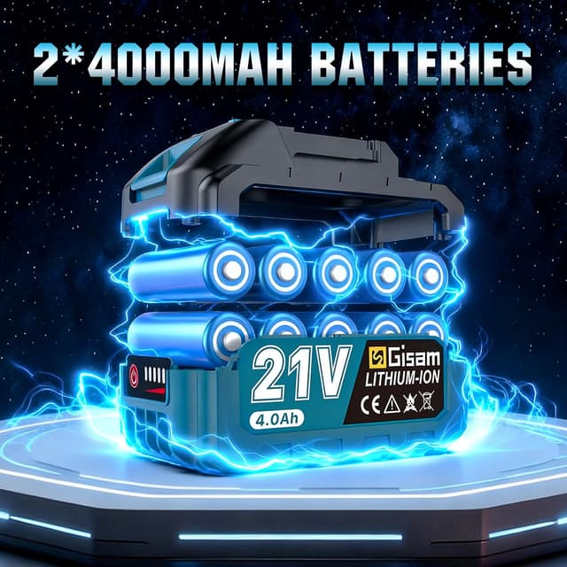 Thumbnail 4 de Akku-Laubbläser, Bürstenloser Motor mit 2x4.0Ah Akkus,Leaf Blower,Luftmenge 800m³/h,Stufenloses Getriebe,3 DüSen, 1,82 Lbs Leicht für Garten,Laub,Staub & Schnee
Akku-Laubbläser, Bürstenloser Motor mit 2x…