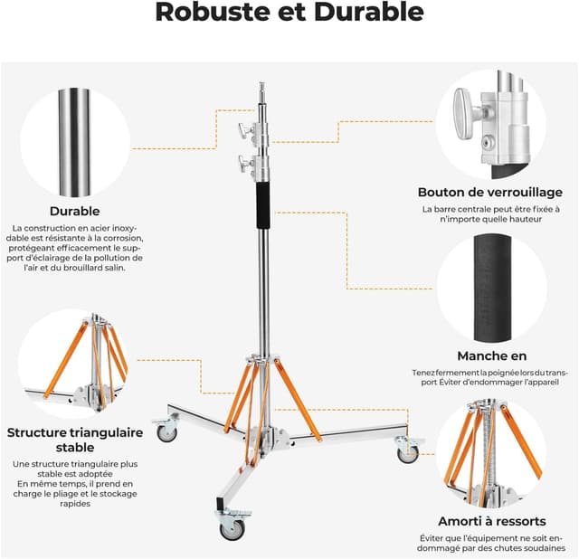 Thumbnail 3 de K&F CONCEPT 330 cm C‑Stand acier inoxydable 30 kg