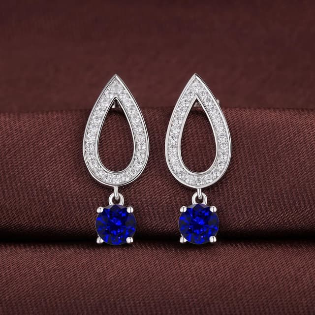 Detalle de Jiamiaoi 18K Weißgold plattiert Tränen-Ohrringe mit 925 Sterlingsilber, Zirkonia (Damen)