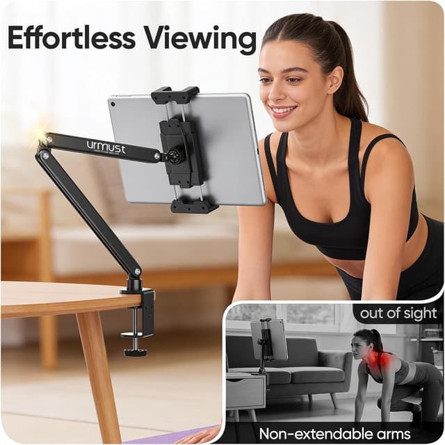 Detalle de Urmust Portable Monitor Stand: höhenverstellbarer Tablet- und Monitorständer mit 360° drehbarer Metallbasis