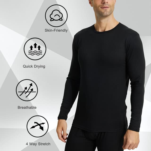 Detalle de LNFINTDO Lot de 2 sous-vêtements thermiques pour homme à manches longues