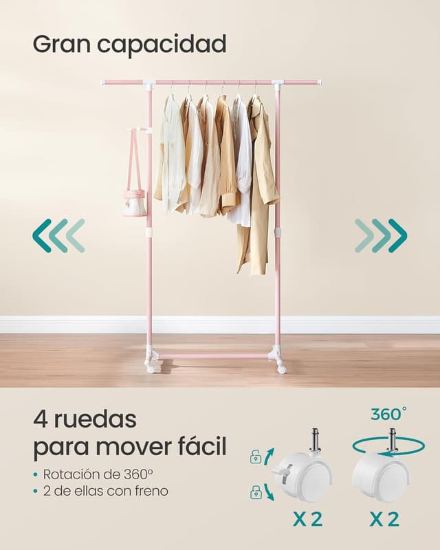 Detalle 2 de SONGMICS Perchero con Ruedas LLR001R02