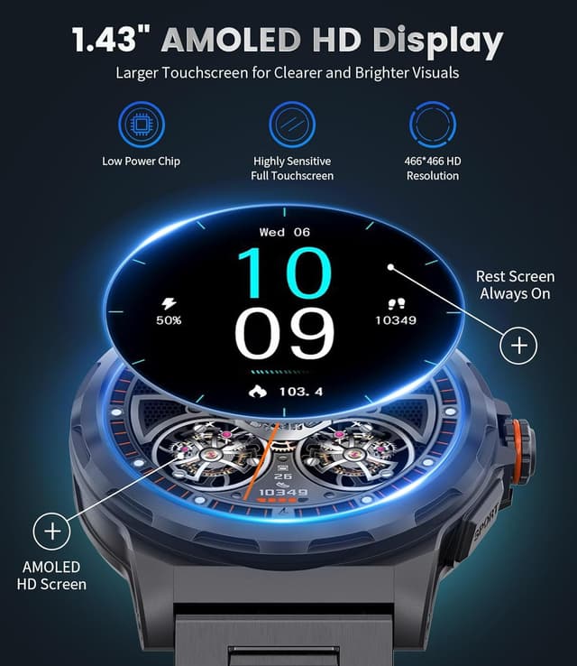 Detalle de LIGE Answer/Make Calls 1.43 inch AMOLED smartwatch