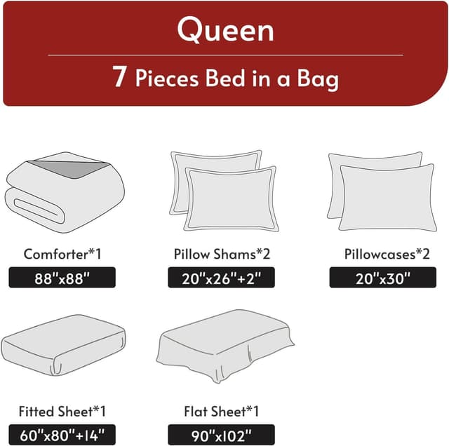 Thumbnail 4 de MUXHOMO 7-Piece Queen Comforter Set, Reversible Bedding