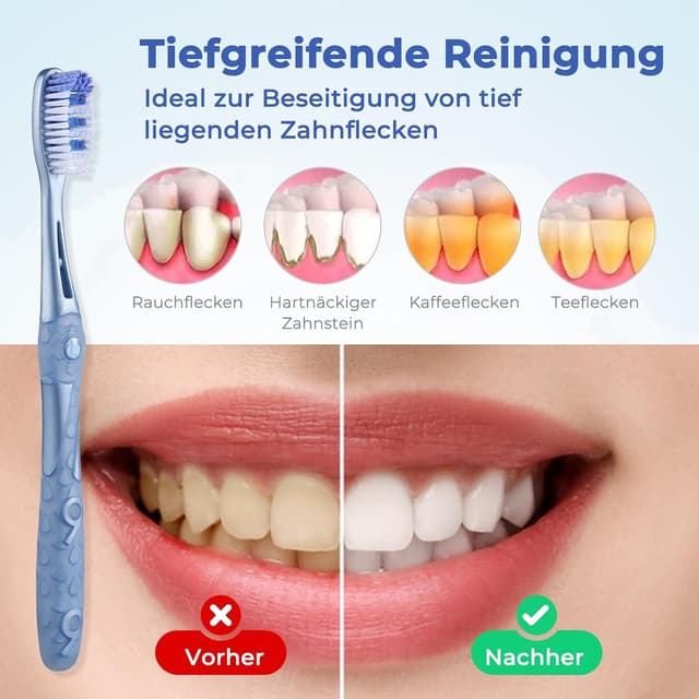 Detalle de Oralphi Zahnbürste Extra Clean – Handzahnbürste mit mittelharten Borsten (6er-Set) für tiefere Reinigung