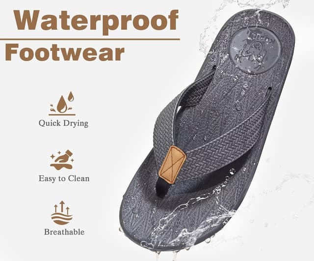 Detalle de KuaiLu Men’s Arch Support Flip Flops with Cushioned EVA Footbed