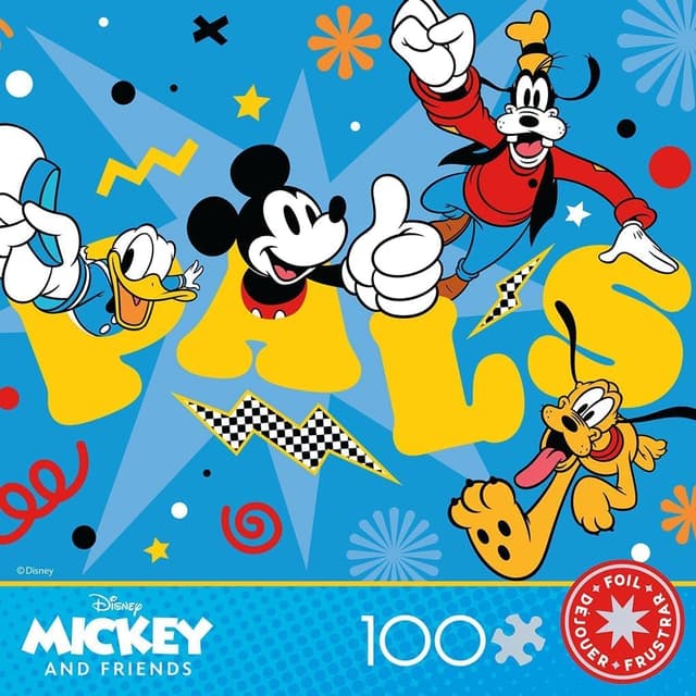 Detalle de Ceaco Disney Mickey and Friends 100-Piece Foil Jigsaw Puzzle (Mickey and Pals) — 15" x 11