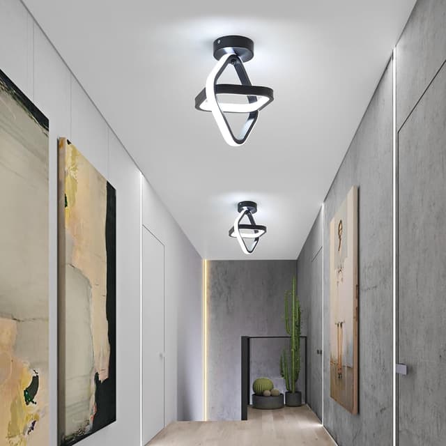 Detalle de Goeco plafonnier LED 22W noir moderne (25×25×22 cm) – lumière blanche froide 6500K