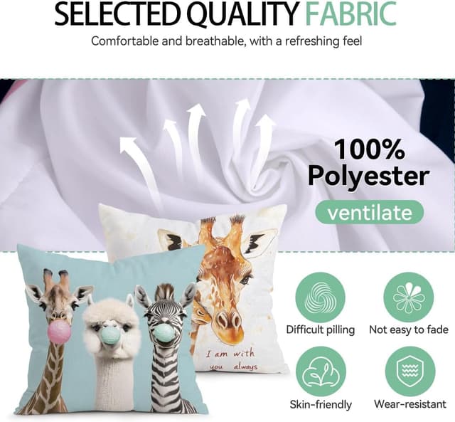 Detalle 2 de LANBEIDE Giraffe Cushion Covers Set of 2 (45 x 45cm) – polyester throw pillow cases with hidden zip