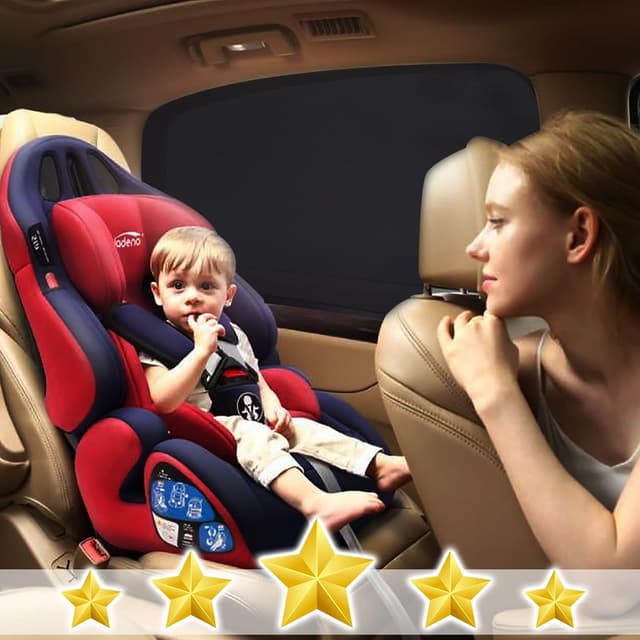 Detalle 2 de Trusiel Tendine Parasole Auto Bambini, confezione da 2 (Nere) per oscurare i vetri e proteggere da UV