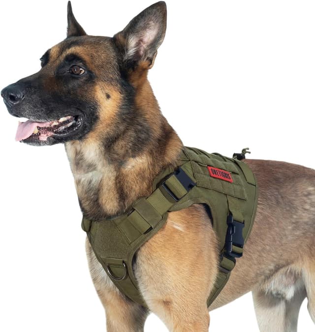Detalle de OneTigris gilet tactique pour chien Molle – harnais de dressage en nylon 1000D (taille L), vert Ranger