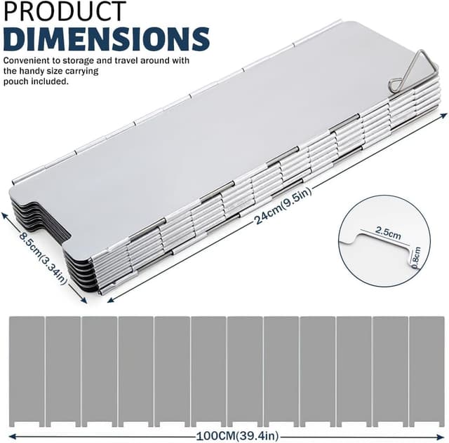 Detalle de MIVITOOM 12-Platten Campingkocher Windschutz aus faltbarem Aluminium