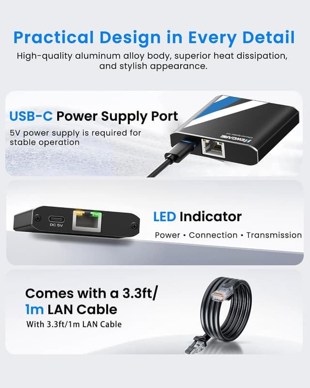 Detalle 2 de NEWCARE RJ45 Ethernet Splitter 1000Mbps for 2 devices