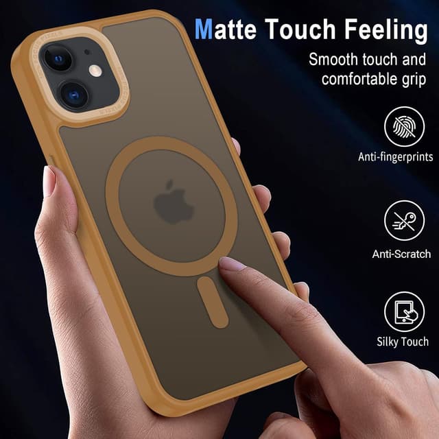 Detalle de Coque iPhone 11 magnétique XTCASE compatible MagSafe, translucide mat avec bumper antichoc – Or