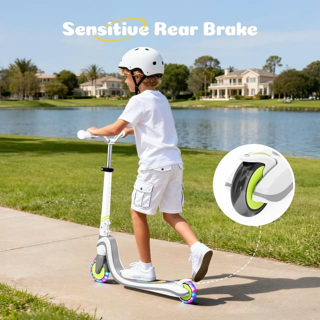 Detalle de TONBUX Kinderroller (3–12 Jahre) mit Beleuchtung am Trittbrett, 3-stufig höhenverstellbar und PU-Rädern