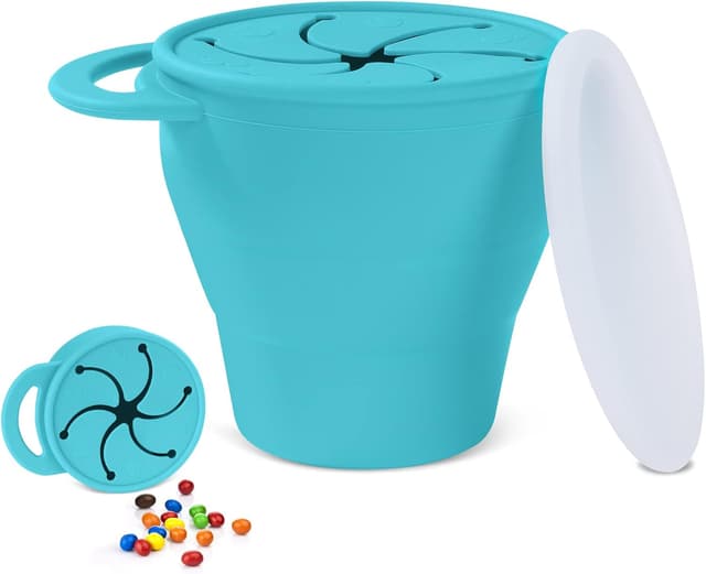 Detalle de Vicloon Tazza per Spuntino 350 ml in silicone senza BPA, contenitore porta snack con maniglia e copertura anti-rovesciamento