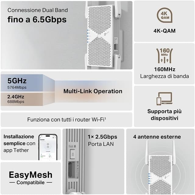 Thumbnail 1 de TP-Link RE405BE Wi-Fi 7, 6,5 Gbps